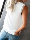 Lace Detail V-Neck Tank - Trendsi - Flyclothing LLC