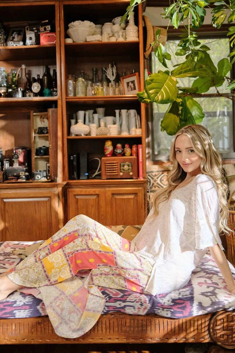 And The Why Printed Smocking Waist Side Slit Wide Leg Pants - Trendsi - Flyclothing LLC