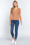 ACTIVE BASIC V-Neck Fitted Viscose Rib Knit Top - Trendsi - Flyclothing LLC