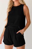 Round Neck Sleeveless Top and Shorts Set - Trendsi - Flyclothing LLC