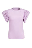 Ruffled Round Neck Cap Sleeve Top - Trendsi - Flyclothing LLC