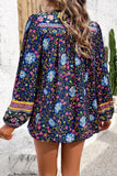 Floral Print Tie Neck Blouse - Trendsi - Flyclothing LLC