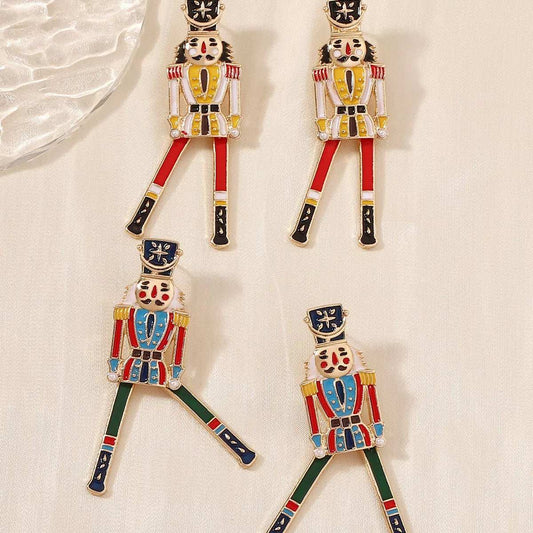 Christmas 18K Gold-Plated Nutcracker Soldier Earrings - Trendsi - Flyclothing LLC