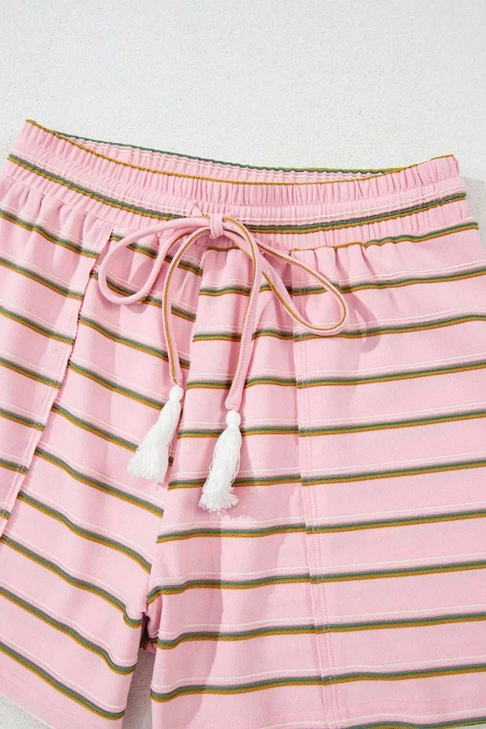 Stripe Wide Short Sleeve Tee and Short Set - Trendsi - Flyclothing LLC