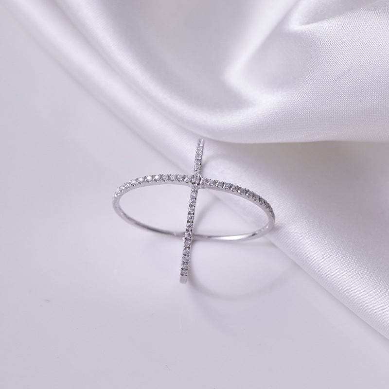 925 Sterling Silver Moissanite Crisscross Ring - Trendsi - Flyclothing LLC