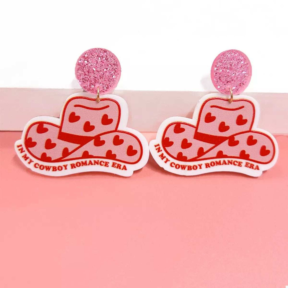 Cowboy Hat Dangle Earrings with Heart Accents - Trendsi - Flyclothing LLC