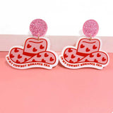 Cowboy Hat Dangle Earrings with Heart Accents - Trendsi - Flyclothing LLC