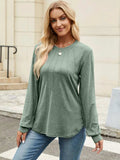 Round Neck Long Sleeve T-Shirt - Trendsi - Flyclothing LLC