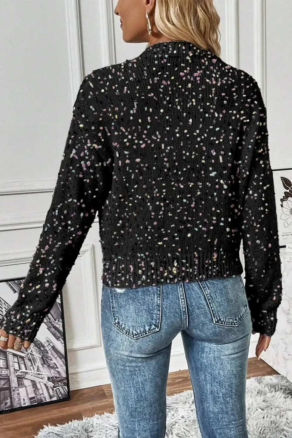 Confetti Button Up Long Sleeve Cardigan - Trendsi - Flyclothing LLC