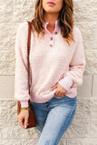 Button Detail Mock Neck Long Sleeve Sweater - Trendsi - Flyclothing LLC