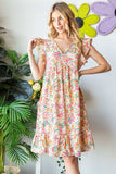 Heimish Full Size Floral Ruffled V-Neck Dress - Trendsi - Flyclothing LLC