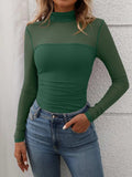 Mock Neck Long Sleeve Top - Trendsi - Flyclothing LLC