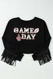 GAME DAY Fringe Long Sleeve Sweatshirt - Trendsi - Flyclothing LLC