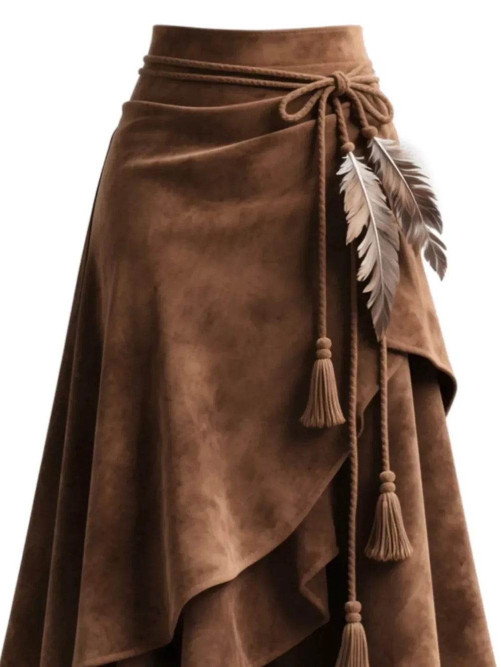 Full Size Tassel Suede Asymmetrical Skirt Plus Size - Trendsi - Flyclothing LLC