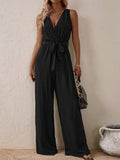Tied Surplice Sleeveless Wide Leg Jumpsuit - Trendsi - Flyclothing LLC