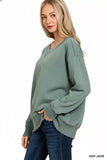 Zenana Fleece Boat Neck Sweatshirt - Trendsi - Flyclothing LLC