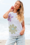Crochet Flower Round Neck Sweater Vest - Trendsi - Flyclothing LLC