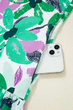 Floral Print Shirred Square Neck Loose Fit Mini Dress - Trendsi - Flyclothing LLC