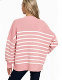 Zenana Exposed Seam Striped Oversized Sweater - Trendsi - Flyclothing LLC