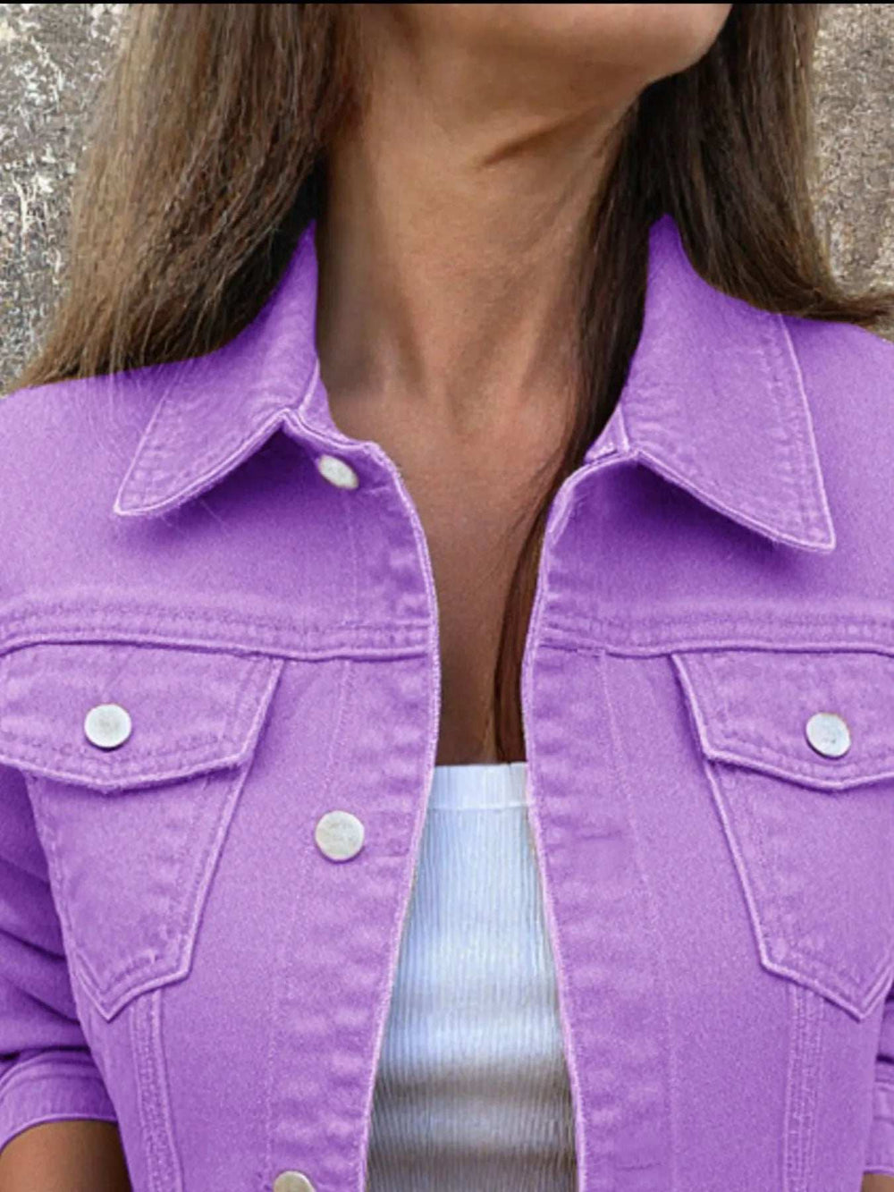 Button Front Closure Denim Jacket - Trendsi - Flyclothing LLC