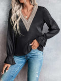 V-Neck Flounce Sleeve Blouse - Trendsi - Flyclothing LLC