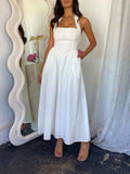 Devine Ruched Halter Neck Midi Dress - Trendsi - Flyclothing LLC