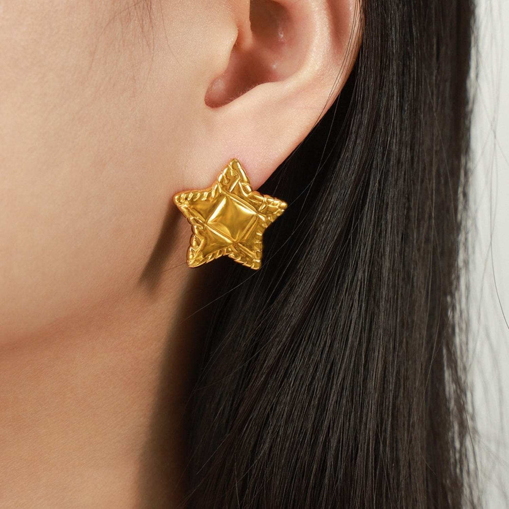 Titanium Steel Star Stud Earrings - Trendsi - Flyclothing LLC
