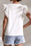 Floral Lace Eyelet Patched Butterfly Sleeve Blouse - Trendsi - Flyclothing LLC