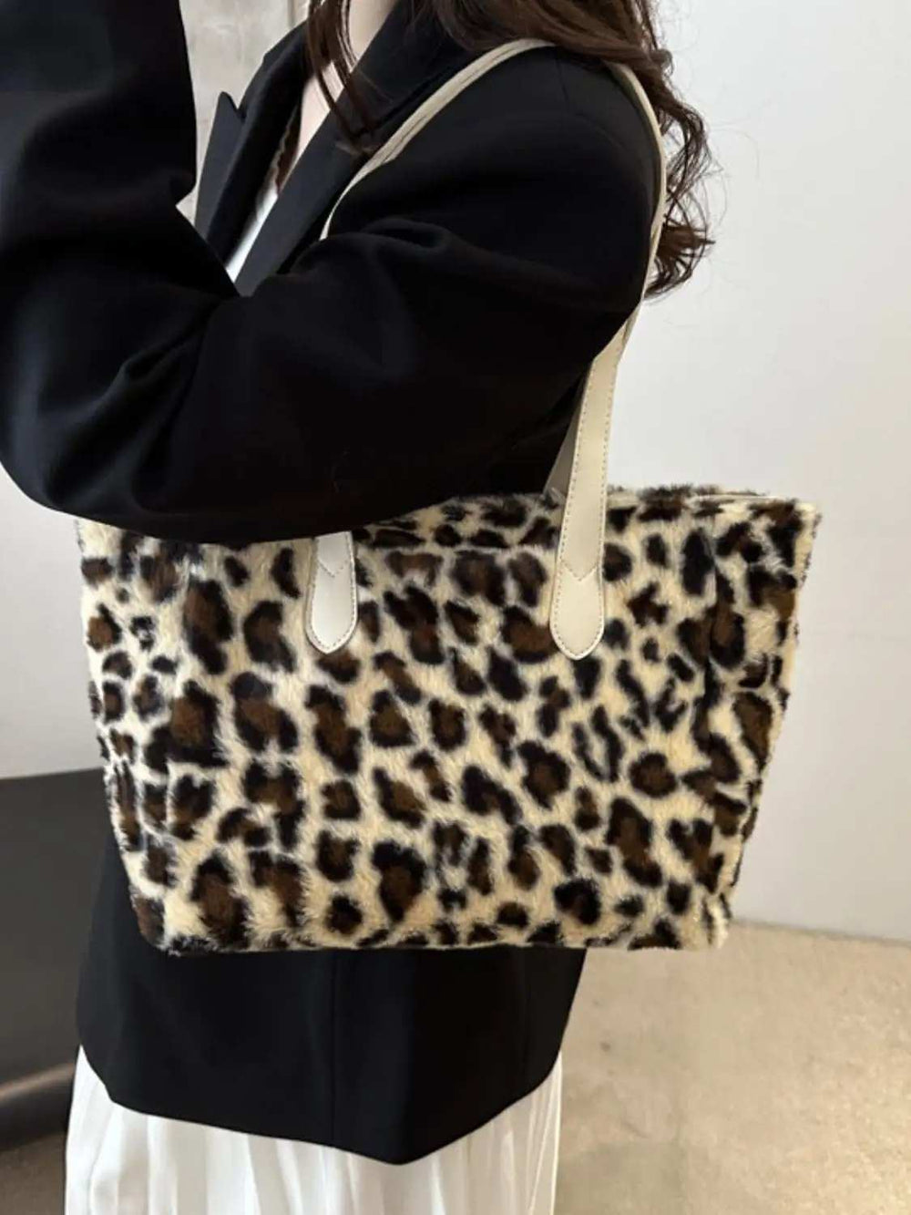 Leopard Fluff Tote Bag - Trendsi - Flyclothing LLC