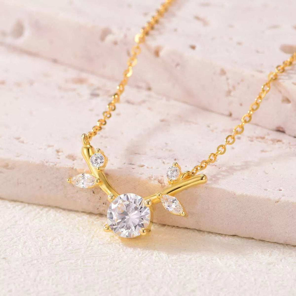 18K Gold-Plated 925 Sterling Silver Moissanite Necklace - Trendsi - Flyclothing LLC