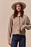SO ME Cotton Twill Cropped Barn Jacket wtih Collar - Trendsi - Flyclothing LLC