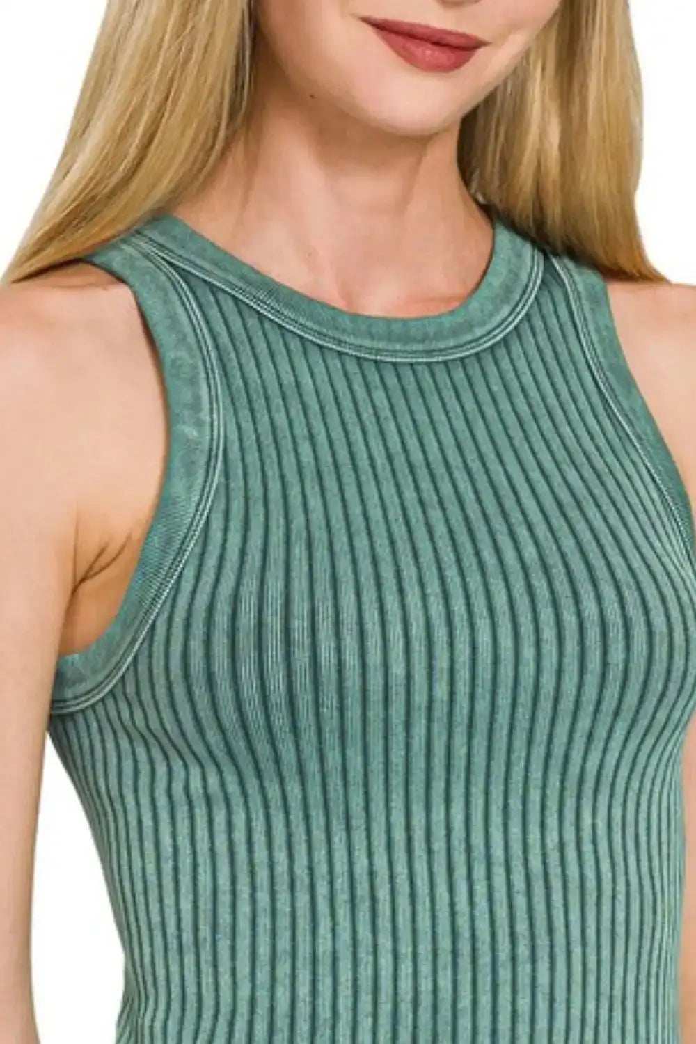 Zenana Ribbed Washed Seamless Tank Top - Trendsi - Flyclothing LLC