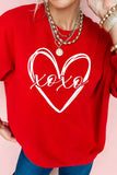 XOXO Valentines Heart Sketch Printed Pullover Sweatshirt - Trendsi - Flyclothing LLC