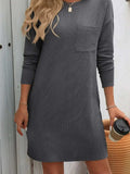 Striped Round Neck Long Sleeve Mini Dress - Trendsi - Flyclothing LLC