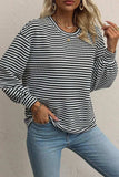 Striped Round Neck Long Sleeve Top - Trendsi - Flyclothing LLC