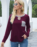 Cutout Leopard Round Neck Long Sleeve T-Shirt - Trendsi - Flyclothing LLC