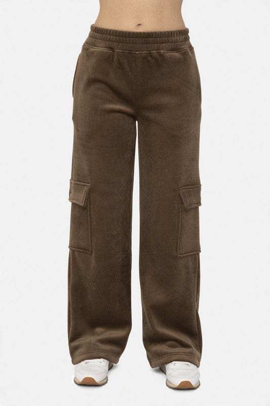 Mono B Elastic Waist Corduroy Cargo Pants - Trendsi - Flyclothing LLC