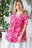 Heimish Full Size Short Sleeve Crisscross Animal Babydoll Top Plus Size - Trendsi - Flyclothing LLC