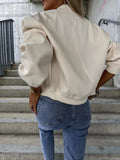 Baseball Collar Dropped Shoulder Jacket - Trendsi - Flyclothing LLC