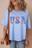 USA Patched Drop Sleeve Crewneck T Shirt - Trendsi - Flyclothing LLC