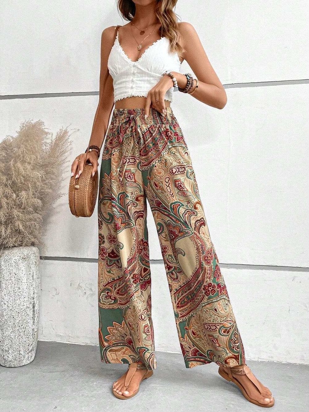 Printed Wide Leg Pants - Trendsi - Flyclothing LLC