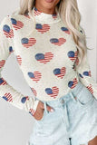 US Flag Heart Mock Neck Long Sleeve Bodysuit - Trendsi - Flyclothing LLC
