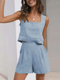 Square Neck Tank and Shorts Set - Trendsi - Flyclothing LLC