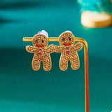 Alloy Gingerbread Man Stud Earrings - Trendsi - Flyclothing LLC