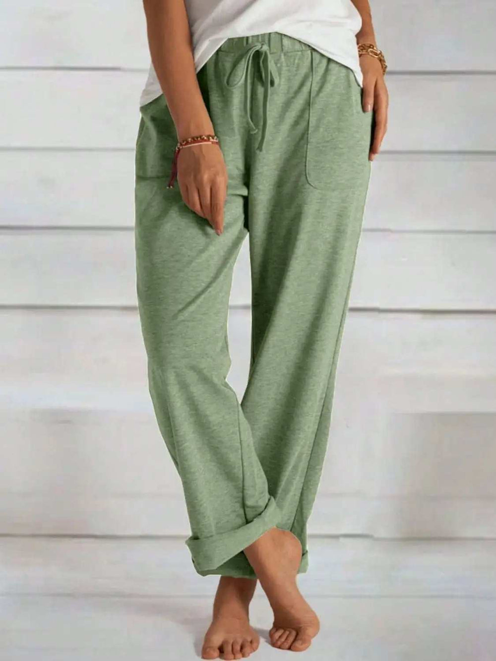Tied Wide Leg Pants with Pockets - Trendsi - Flyclothing LLC