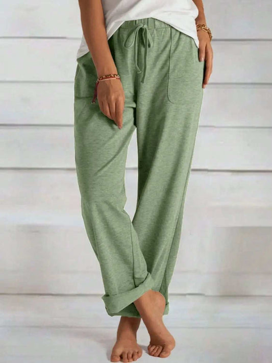 Tied Wide Leg Pants with Pockets - Trendsi - Flyclothing LLC