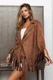 BiBi Single Blazer with Fringed Hem - Trendsi - Flyclothing LLC