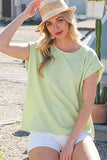 Lime 'N' Chili Textured Solid Muscle Sleeve Top - Trendsi - Flyclothing LLC
