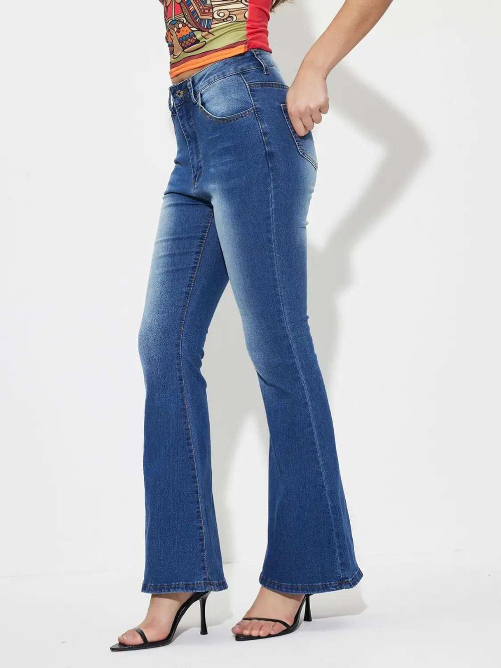 Mid-Rise Waist Bootcut Jeans - Trendsi - Flyclothing LLC