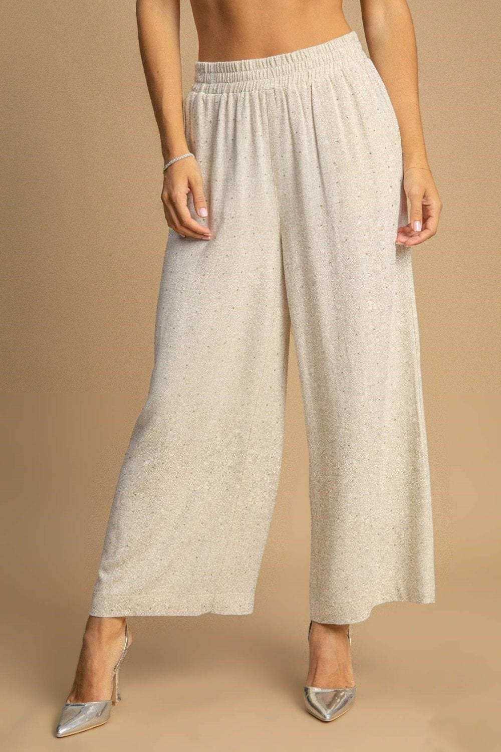 Umgee Full Size High Waisted Embellished Linen Pants Plus Size - Trendsi - Flyclothing LLC